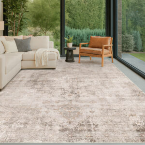 Hazo Haus Farmhouse 8x10 Area Rugs for Living Room - Modern Abstract Rug for Bedroom, Dining Room Under Table, Home Office, Soft Washable & Stain Resistance (8x10 Beige & Peach)